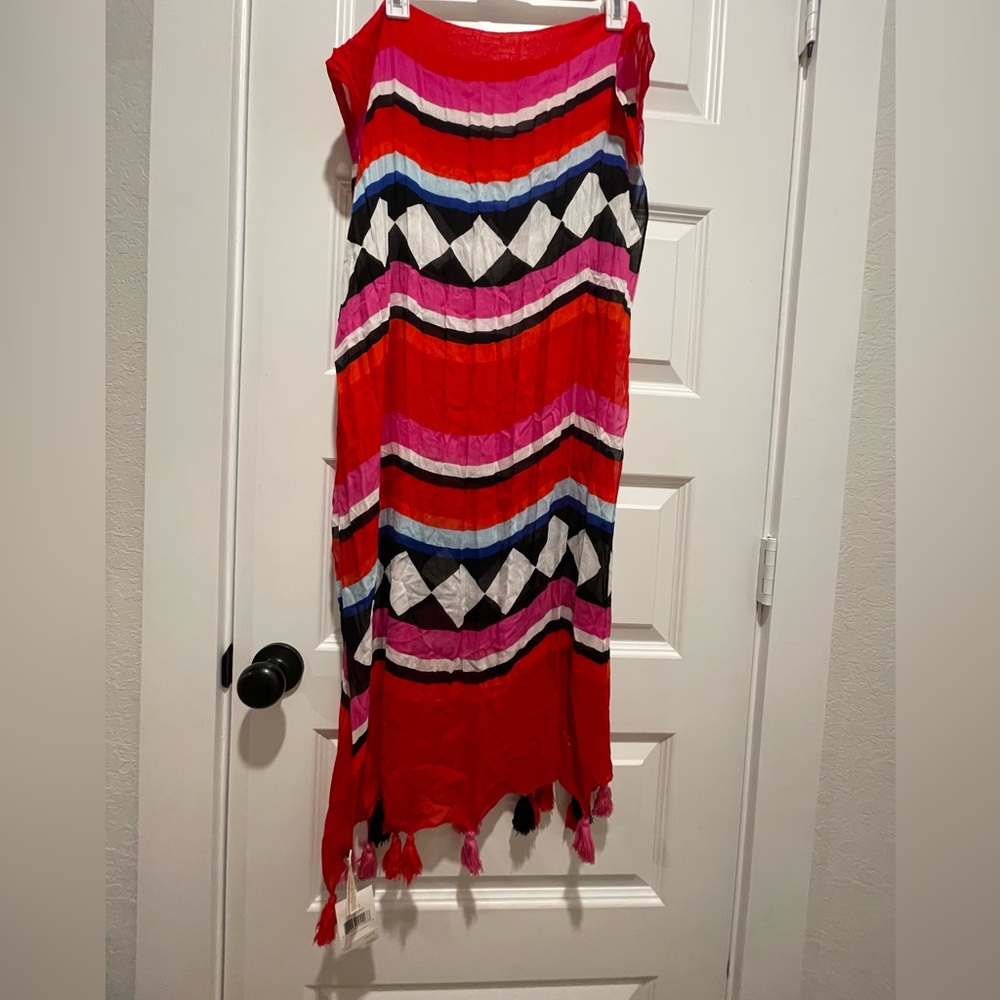 NWT Kate Spade New York Geo Stripe Oblong  Scarf with Tassels